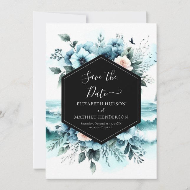 Reserve A Data Casamento Náutico Mínimo Chic (Frente)