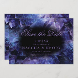 Reserve A Data Casamento Negra de Cristais de Bruxas de Roxo Escu