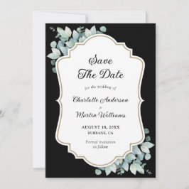 Reserve A Data Casamento Negra Moderno Eucalyptus Greenery