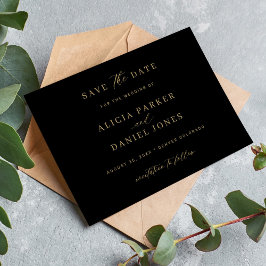 Reserve A Data Casamento negro clássico da caligrafia dourada