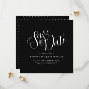Reserve A Data Casamento Negro com Tipografia Elegante Simples
