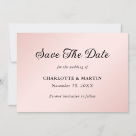 Reserve A Data Casamento Negro e Blush Elegante Minimalista
