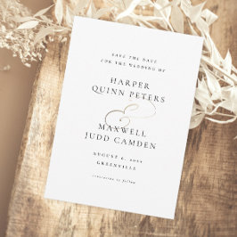 Reserve A Data Casamento Negro e Branco Elegante Moderno