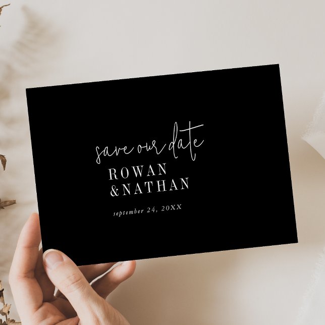 Reserve A Data Casamento Negro Escuro Moderno (Criador carregado)
