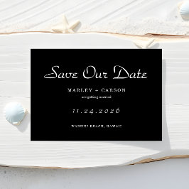 Reserve A Data Casamento Negro Simples e Simples de Script Minima