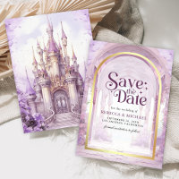 Casamento no Castelo de Conto de Fadas Floral Roxo