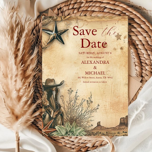 Reserve A Data Casamento no Deserto de Cactus Boho Ocidental (Criador carregado)