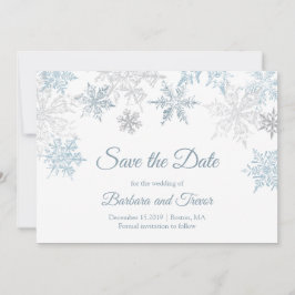 Reserve A Data Casamento no inverno de Natal Silver Blue Snowflak