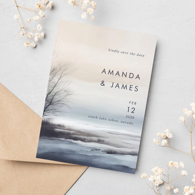 Reserve A Data Casamento no inverno de Paisagem Abstrato Cênico E (Criador carregado)