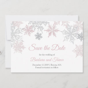 Reserve A Data Casamento no inverno Dusty Pink & Silver Snowflake