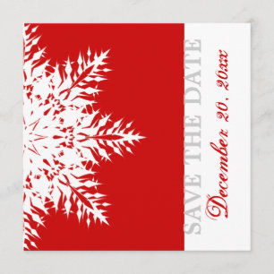 Reserve A Data casamento no inverno vermelho em floco de neve Sal