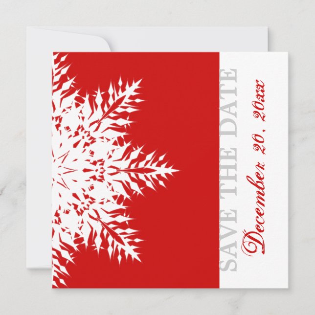 Reserve A Data Casamento no inverno vermelho Snowflake Salvar a D (Frente)