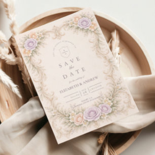 Reserve A Data Casamento no Jardim Barroco com Tom de Bege Lavand