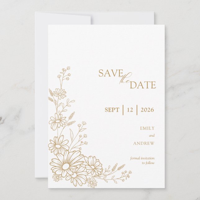 Reserve A Data Casamento no Jardim Botânico de Margaridas Dourada (Frente)