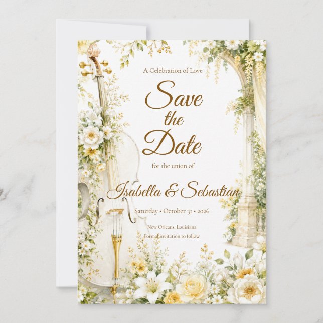 Reserve A Data Casamento no Jardim Musical Elegante (Frente)