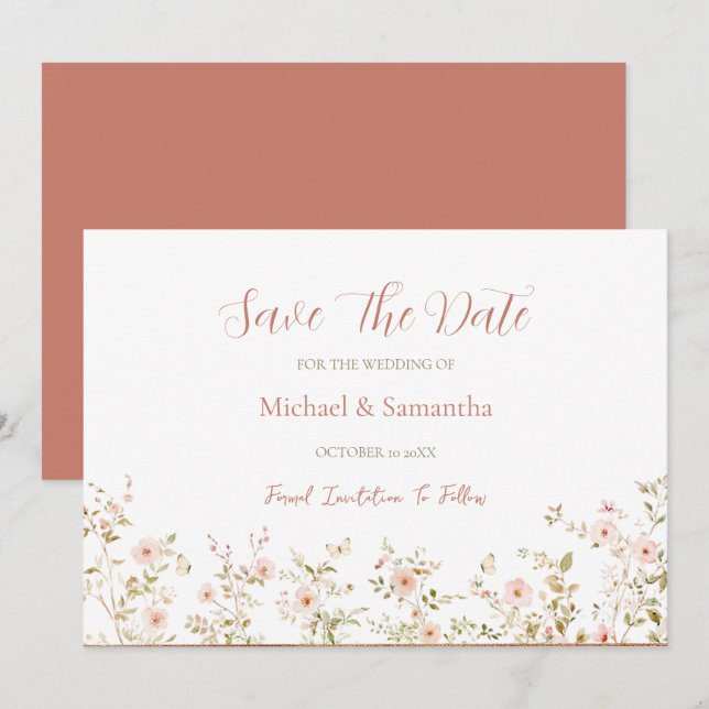 Reserve A Data Casamento no País da Rosa Selvagem (Frente/Verso)