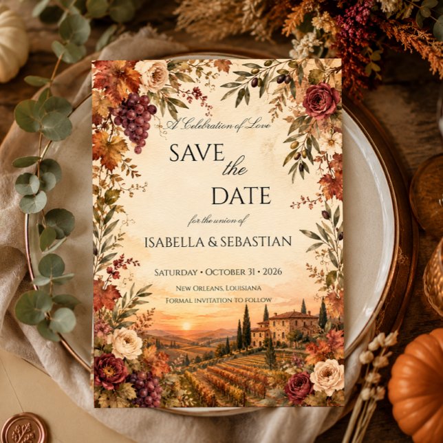 Reserve A Data Casamento no Vinhedo de Outono (Criador carregado)