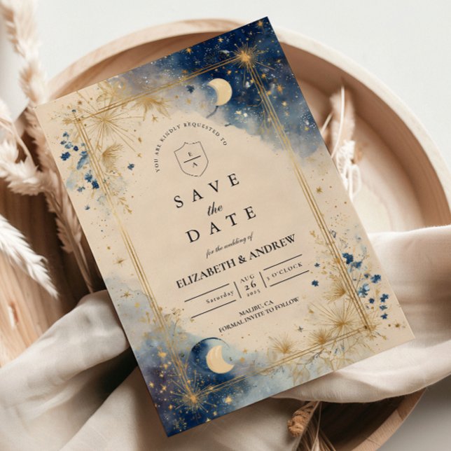 Reserve A Data Casamento Noturno Celestial Dourado (Criador carregado)