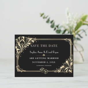 Reserve A Data Casamento Noturno de Cassino Glam Gold Black Art D