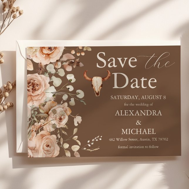 Reserve A Data Casamento Ocidental Floral Boho Salve A Data (Criador carregado)