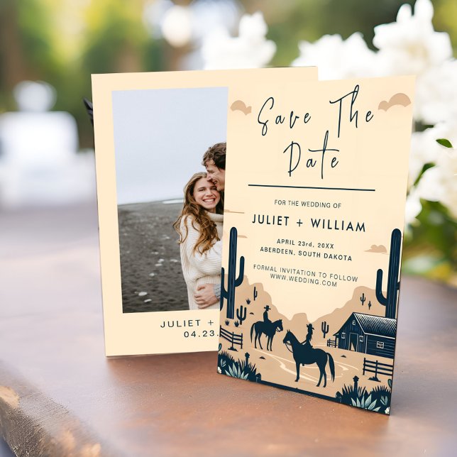 Reserve A Data Casamento Ocidental Russo do Cavalo Retro do Deser (Criador carregado)