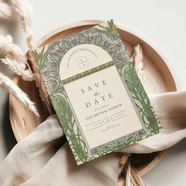 Reserve A Data Casamento Olive Art Nouveau (Criador carregado)