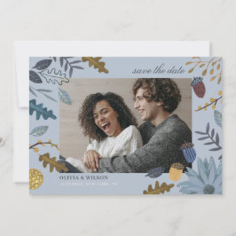 Reserve A Data Casamento outono de folhas azuis e poeirentas de o