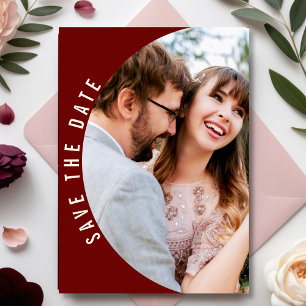 Reserve A Data Casamento outono Floral Elegante de Foto Maroon Bu
