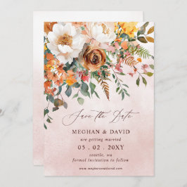 Reserve A Data Casamento outono Floral Laranja Russo