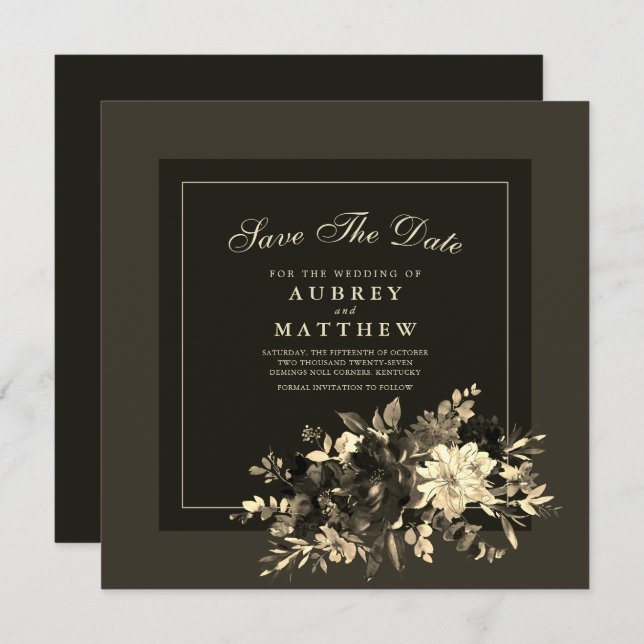 Reserve A Data Casamento outono Marrom da Terra, de Sproral Seco (Frente/Verso)