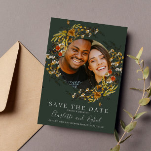 Reserve A Data Casamento outono Verde Seco de Folhagem de Outono