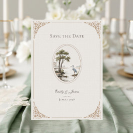 Reserve A Data Casamento Oval Romântico Francês Garça