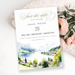Reserve A Data Casamento Paisagem Aquarela Lungern Suíça