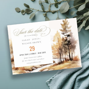 Reserve A Data Casamento Paisagem Outonal de Outono com Aquarela