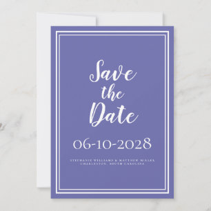 Reserve A Data Casamento Periwinkle Azul Branco Moderno Simples R