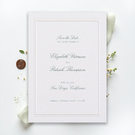 Reserve A Data Casamento Pérola Verde Clássico Elegante Formal
