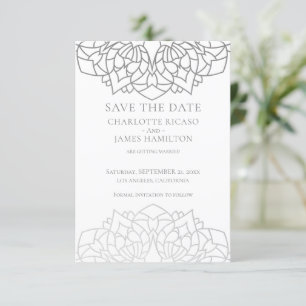 Reserve A Data Casamento Personalizado De Cinza Mandala Silver