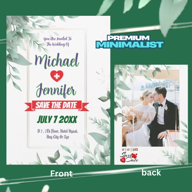 Reserve A Data Casamento Personalizado Elegante Greenery Minimali (Criador carregado)