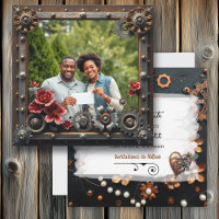 Casamento Personalizado Floral de Cobre Steampunk