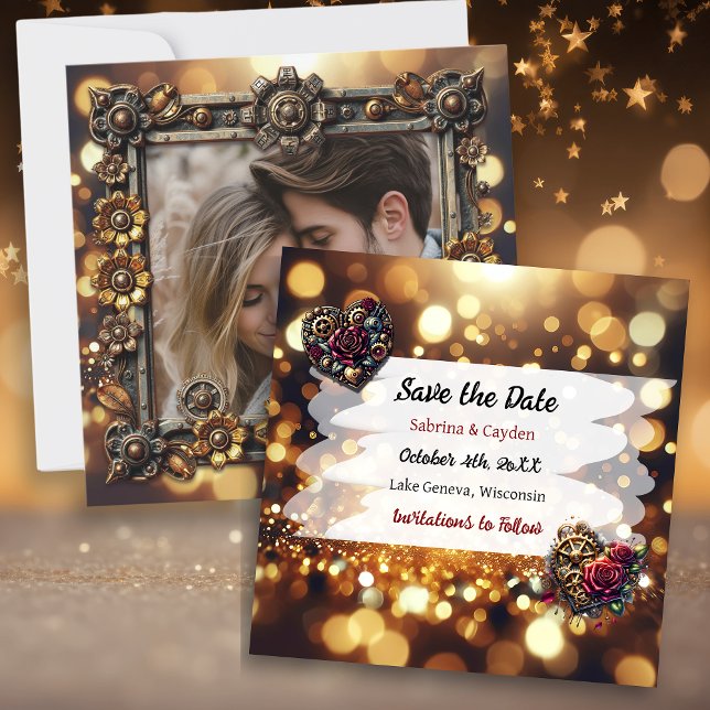 Reserve A Data Casamento Personalizado Steampunk das Flores Doura (Criador carregado)