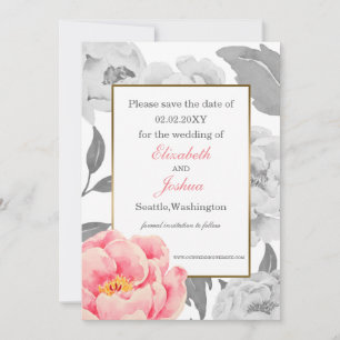 Reserve A Data Casamento Pink Peony salvar a data