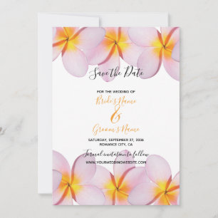 Reserve A Data Casamento Pink Plumeria Frangipani Salvar A Data