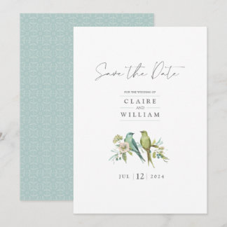 Reserve A Data Casamento por Aquarela Azul Verde