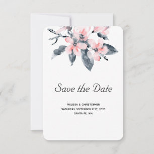 Reserve A Data Casamento por Aquarela Rosa e Cinza Flores