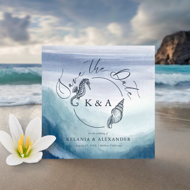 Reserve A Data Casamento por Monograma Marítimo no Oceano Atlânti (Criador carregado)