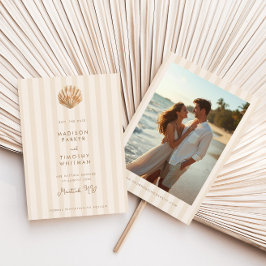 Reserve A Data Casamento Praiano com Monograma de Concha Capricho