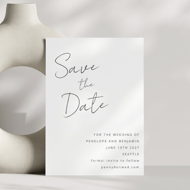 Reserve A Data Casamento Preto Branco com Letra Manuscrita Elegan (Criador carregado)