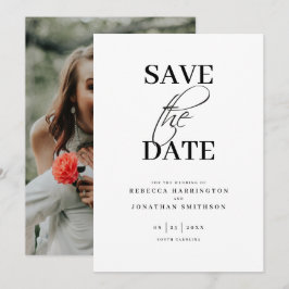 Reserve A Data Casamento Preto Branco de Foto Minimalista Elegant