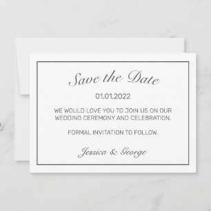 Reserve A Data Casamento preto branco minimalista moderno