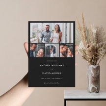 Casamento Preto Código QR Colagem 4 Fotos Moderna